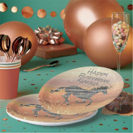 Plato De Papel Personalizado el cumpleaños de unicornio Purpurino