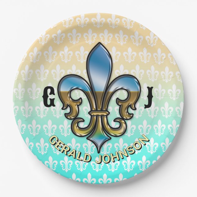 Plato De Papel Personalizado Elegant Golf Fiesta Design (Anverso)