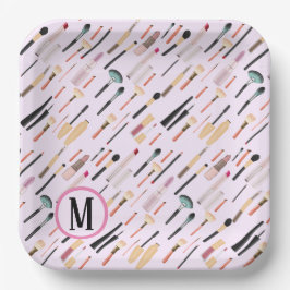 Plato De Papel Personalizado Elegante Glittering Beauty Makeup To