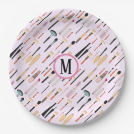 Plato De Papel Personalizado Elegante Glittering Beauty Makeup To