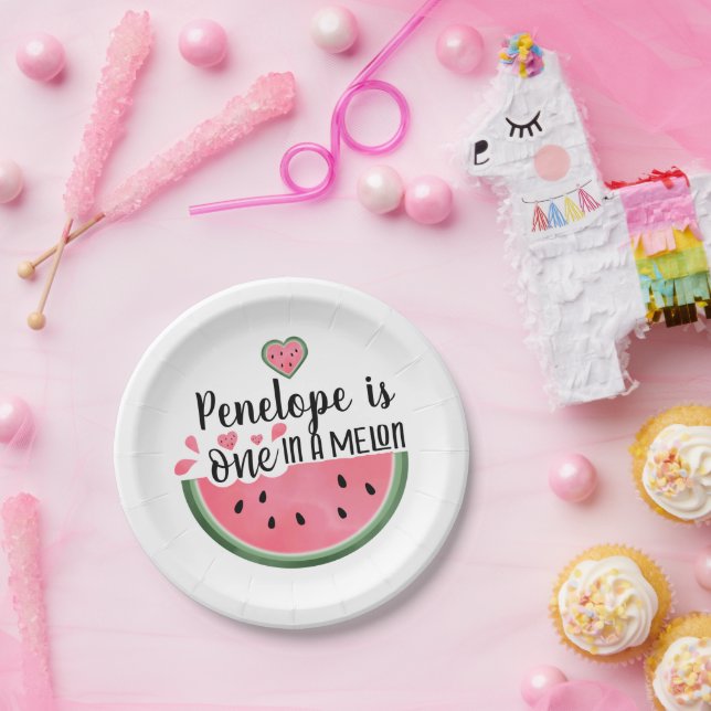 Plato De Papel Personalizado En Un Cumpleaños De Melón (Fiesta)