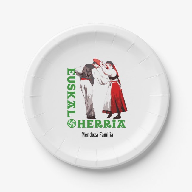 Plato De Papel Personalizado, Euskal Herria, tradicional danza va (Anverso)
