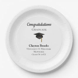 Plato De Papel Personalizado Felicita A Graduado Con Cap