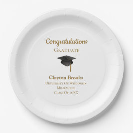Plato De Papel Personalizado Felicita A Graduado Con Cap