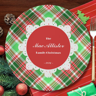 Plato De Papel Personalizado Festividad clásica Navidades rojos v