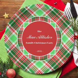 Plato De Papel Personalizado Festividad clásica Navidades rojos v