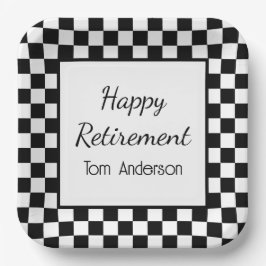 Plato De Papel Personalizado Fiesta de Jubilación con Control Neg