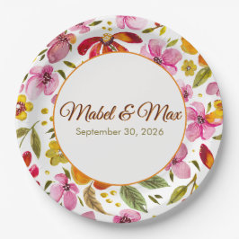 Plato De Papel Personalizado Finalmente Spring Watercolor Floral