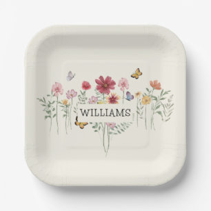 Plato De Papel Personalizado Floral