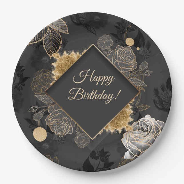 Plato De Papel Personalizado Floral (Anverso)