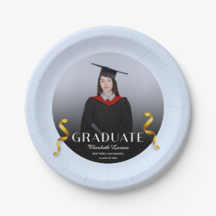 Plato De Papel Personalizado Foto Moderno Elegante Graduación Sen