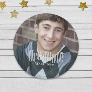 Plato De Papel Personalizado fotográfico de Modern Graduation Par