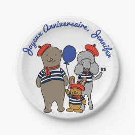 Plato De Papel Personalizado francés lindo de animales personali