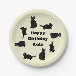 Plato De Papel Personalizado gatito de gatos negros