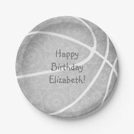 Plato De Papel personalizado gris claro fiesta de baloncesto
