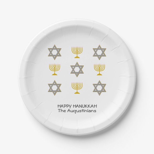 Plato De Papel Personalizado Hanukkah (Anverso)