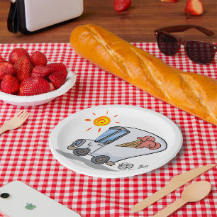 Plato De Papel Personalizado Helado Camión Divertido postre de ve