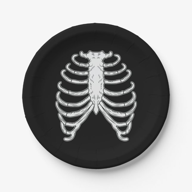 Plato De Papel Personalizado Human Rib Cage Skeleton Bones Hallow (Anverso)