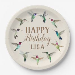 Plato De Papel Personalizado Hummingbirds Happy Birday Paper Plac