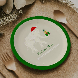 Plato De Papel Personalizado ilustrado de elefante blanco festivo