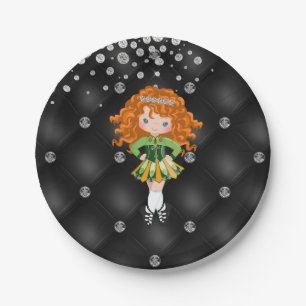 Plato De Papel Personalizado Irlandés Dance Redhead Chica Green, 