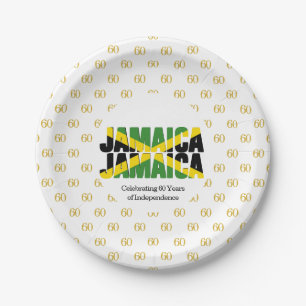 Plato De Papel Personalizado JAMAICA 60 Aniversario de la Indepen