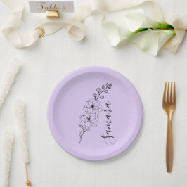 Plato De Papel Personalizado Julio Delphinium Birth Flower Gift p