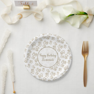 Plato De Papel Personalizado Khaki Heart Pattern Napkins
