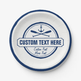 Plato De Papel Personalizado Lake, Beach House y Boat Nautical An