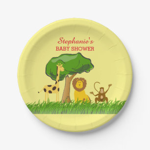 Plato De Papel Personalizado lindo Baby Shower de los animales de