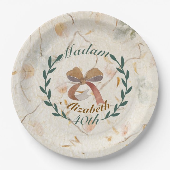 Plato De Papel Personalizado lindo clásico moderno fondo kraft 40 (Anverso)