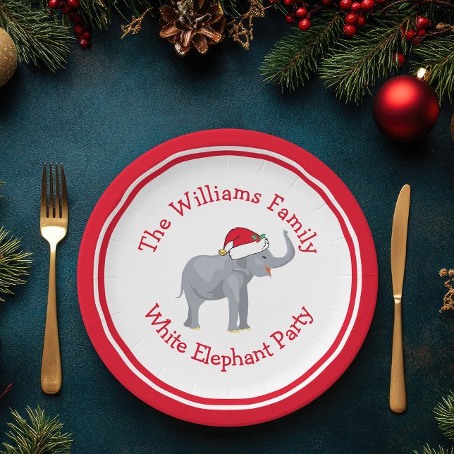 Plato De Papel Personalizado lindo Navidades rojos Fiesta elefant (Subido por el creador)