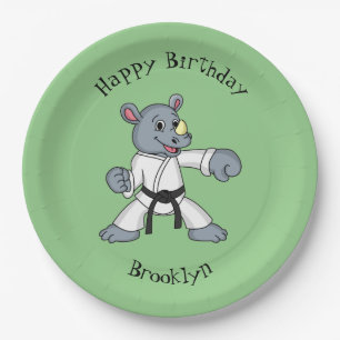 Plato De Papel Personalizado lindo rhino kung fu personalizado