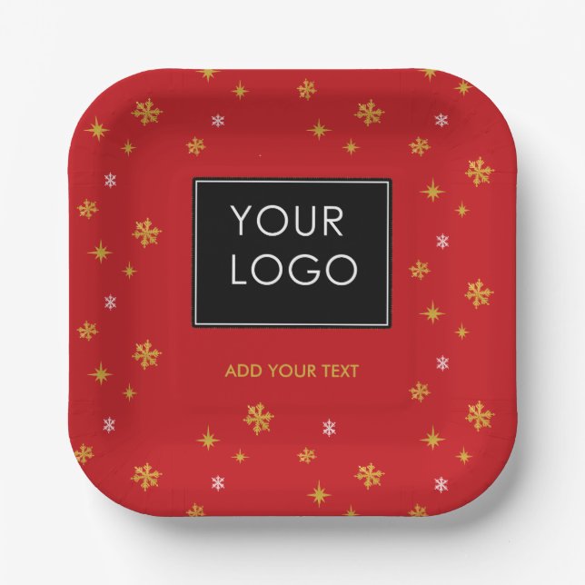 Plato De Papel Personalizado Logo Company Business Navidades Snow (Anverso)