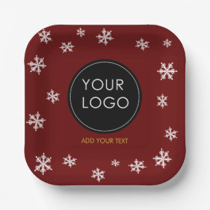 Plato De Papel Personalizado Logo Company Business Navidades Snow