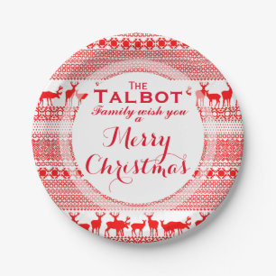 Plato De Papel Personalizado MERRY CHRISTMAS GREETING Paper Pla