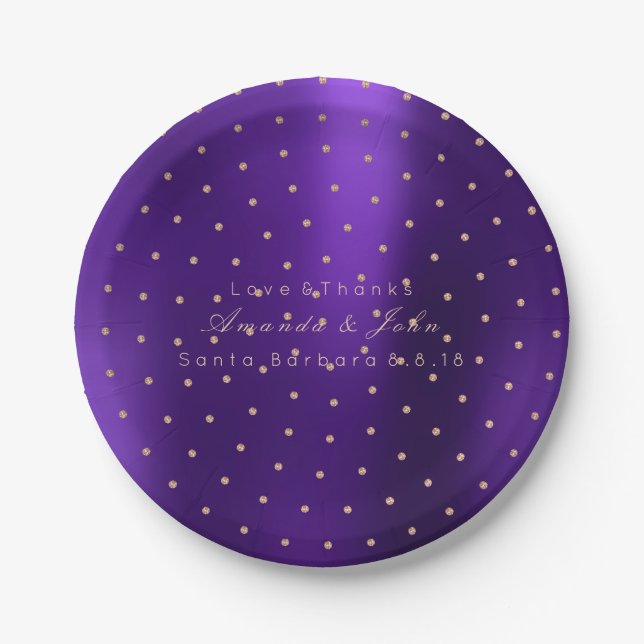 Plato De Papel Personalizado Metálico Swarovski Crystal Purple Pl (Anverso)