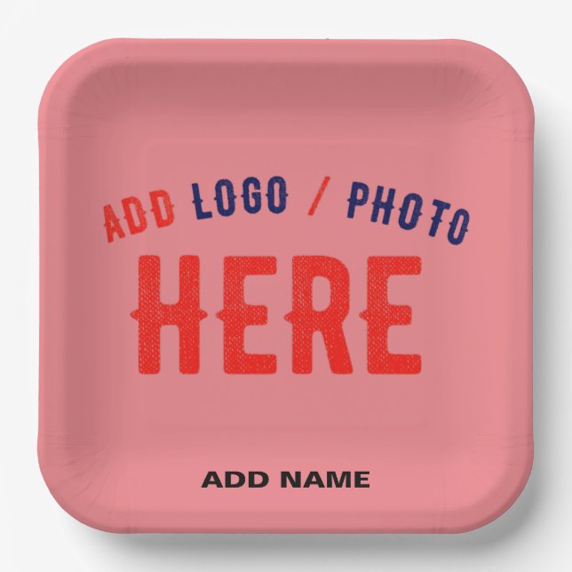 PLATO DE PAPEL PERSONALIZADO MODERNO ELEGANTE SALMON PINK VERIFIC (Anverso)