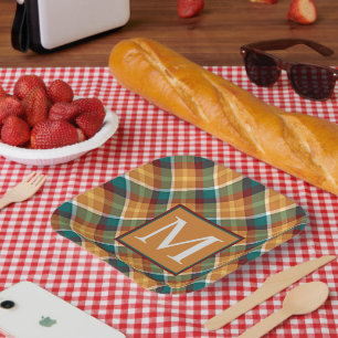 Plato De Papel Personalizado Naranja de calabaza de otoño deja re