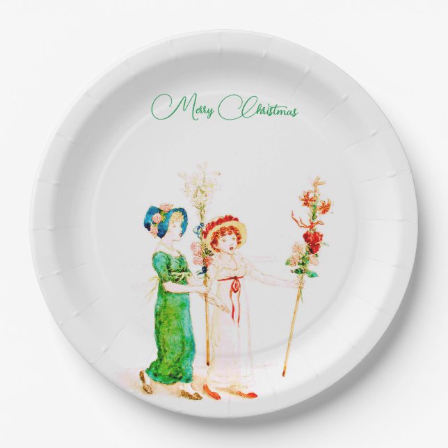 Plato De Papel Personalizado navideño vintage (Anverso)