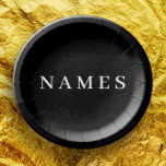 Plato De Papel Personalizado negro simple Añadir su nombre elegan<br><div class="desc">Simple Personalizado Negro Añade tu nombre de diseño elegante para cualquiera.</div>