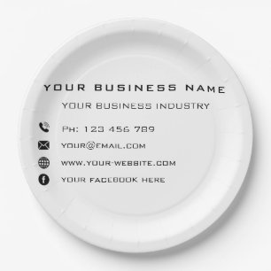 Plato De Papel Personalizado Nombre comercial Texto Placas de pap