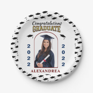 Plato De Papel Personalizado P de Graduación de Fotos Graduados