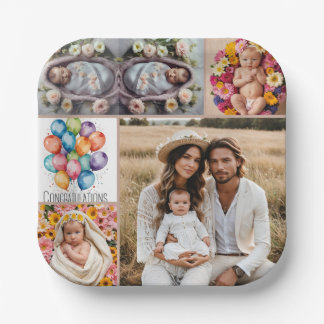 Plato de papel personalizado para bebé con foto –