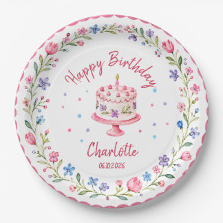 Plato de papel personalizado para cumpleaños niña