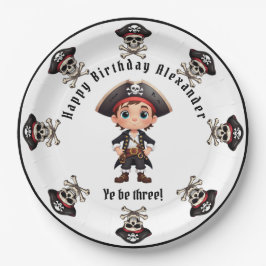 Plato de papel personalizado para fiesta de pirata