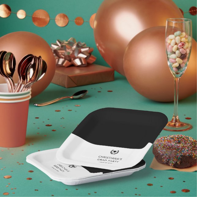 Plato De Papel Personalizado Partido de Graduación Moderno y Mini (Multi)