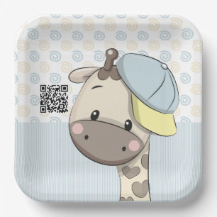 Plato De Papel Personalizado Personalizado Niño Niño Girafa Placa