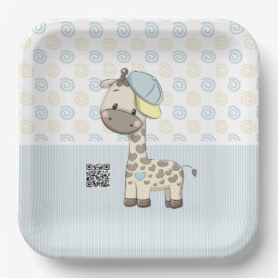 Plato De Papel Personalizado Personalizado Niño Niño Girafa Placa