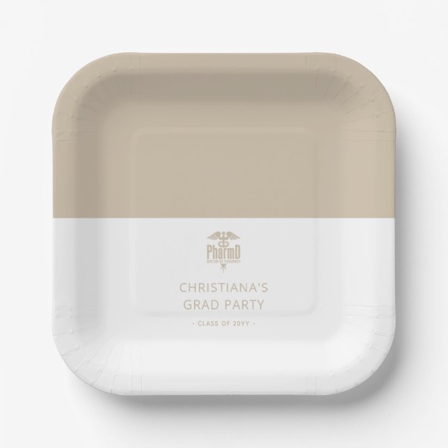 Plato De Papel Personalizado PharmD Médica del Partido de Graduac (Anverso)